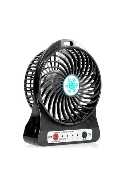 POLYGOLD Teknomarketim Masaüstü Taşınabilir Pilli Şarjlı Vantilatör Usb Fan Siyah