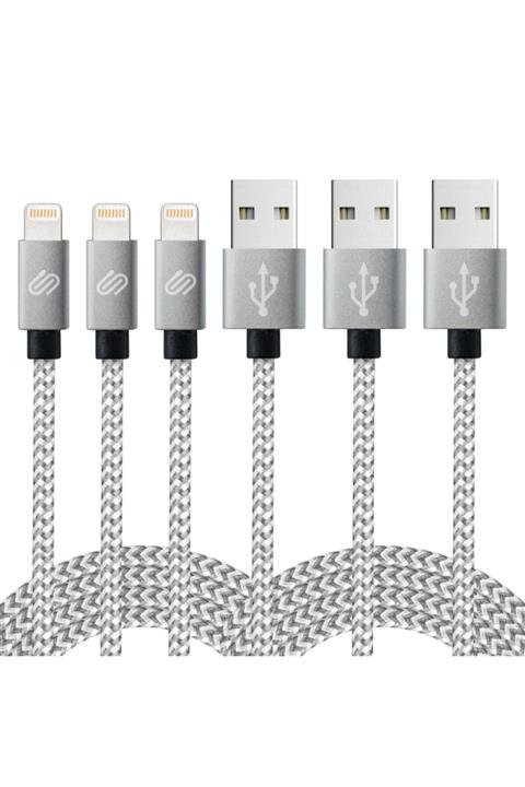 QWERTS Apple Iphone Uyumlu Usb Hızlı Şarj Ve Data Kablosu 3'lü Paket, 1, 2, 3 Metre Örgülü Lightning Kablo