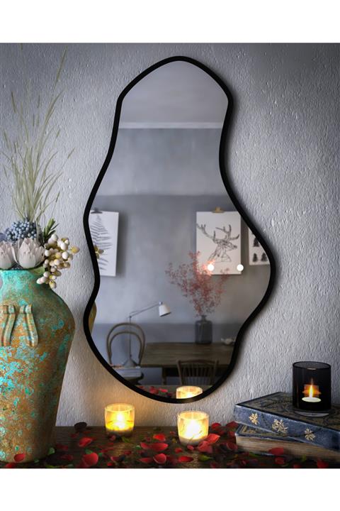 rivomo Siyah Dekoratif Duvar Aynası  90x50