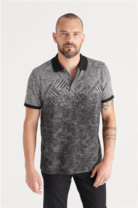 Avva Erkek Siyah Polo Yaka Jakarlı Slim Fit T-shirt A11y1199