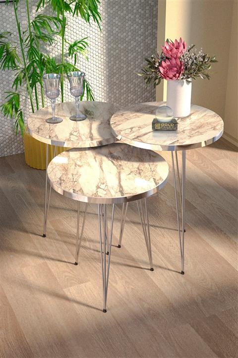 GOLDFALEZ Zigon Sehpa Gümüş Efes Tel