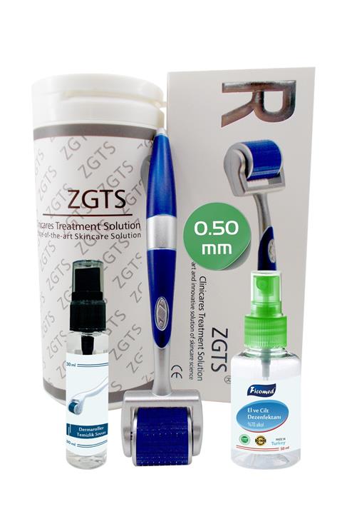 Zgts Blue Line Dermaroller 0.50mm Titanyum 192 İğneli Saç Yüz Cilt İçin Derma Roller