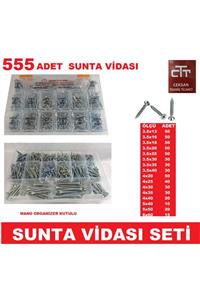 CEKSAN Sunta Vidası Seti 555 Parça Ahşap-plastik-dübel V.b Vida Seti - Organizer Kutulu