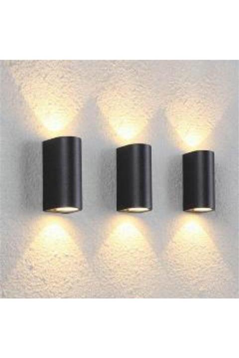 sekizgen led Enjeksiyon Döküm Günışığı Ledli Çift Yönlü Oval Dış Mekan Aplik Siyah Renk Kasa