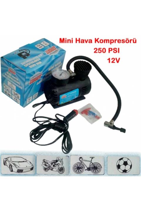 Egonex Araba Oto Araç Lastik Şişirme Pompası Hava Kompresörü 250psi 12v Volt Şişirici Kompresör Pompa Setii