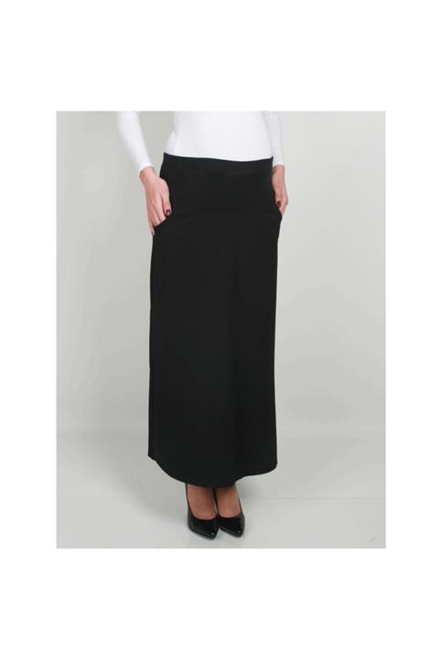 Sedefcadde Kadın Siyah Hamile Uzun Kumaş Etek 8009