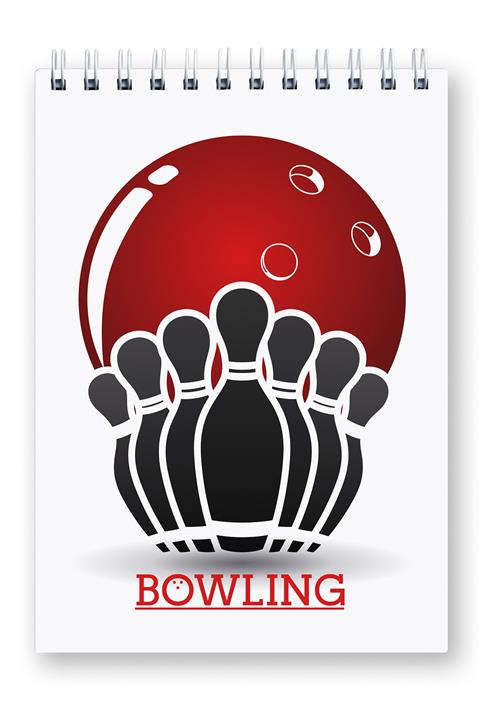 Mespho Bowling Topu Ve Labutlar A4 Ebat Spiralli Sert Kapak Defter (21 x 29,7 cm.)