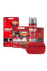 Gillette Fusion Power Tıraş Bıçağı 5 Tıraş Bıçağı Jel Duş Jeli  Çanta