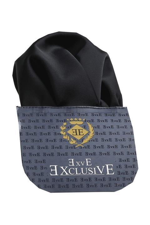 Exve Exclusive Siyah Saten Katlanmış Kullanıma Hazır Cep Mendili^|en_us:black Satin Pre Folded Hanky