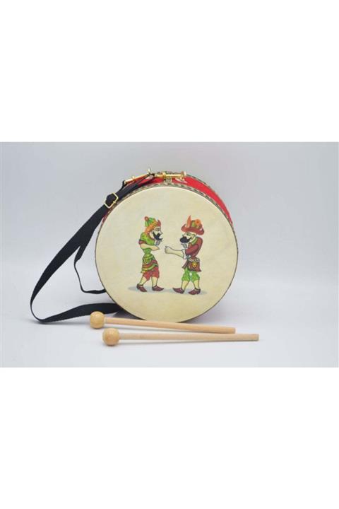 BAKSEPETE Çocuk Kırmızı Hacivat Karagöz Baskılı Davul