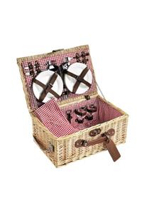 Picnicco Kırmızı Pötikare Desenli Piknik Sepeti 4 Kişilik