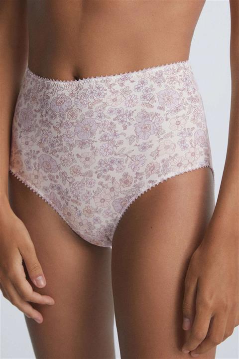 Oysho 2 Adet Soft Touch Modal Çiçekli Yüksek Belli Külot