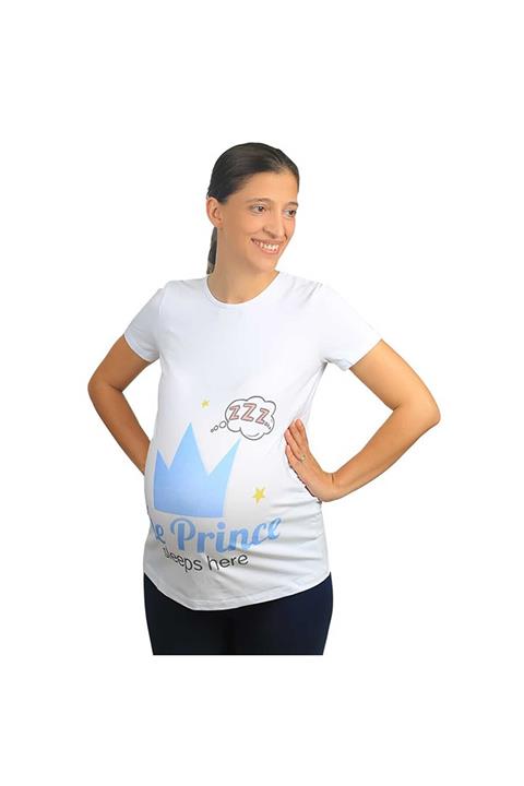 Mummy's Baby Mummy's Hamile Tişört Prince Beyaz