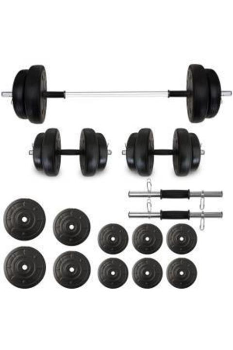 Tedarikcenter 45 Kg Yaylı Dambıl Halter Düz Bar Set Fitness Dumbell Ağırlık Seti Vücut Geliştirme Aleti