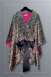 Selin Beauty Saten Leopar Kimono