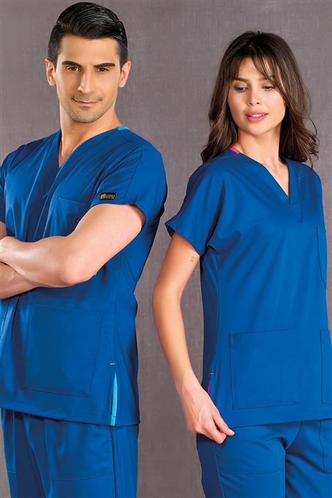 ÇİZGİ MEDİKAL Yeni Likralı Greys Takım Saks Mavisi