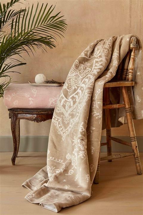 Karaca Home Desire Pudra Çift Kişilik Pamuk Battaniye