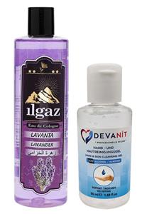 ILGAZ Lavanta Kolonyası 400 ml + Devanit 50 ml Dezenfektan Jel Pürel