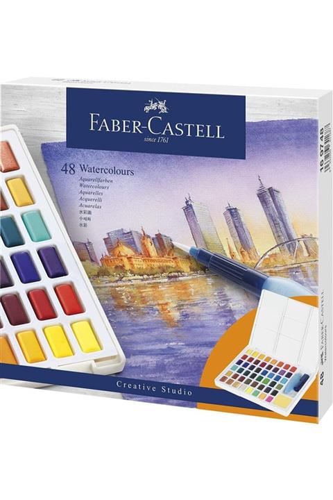 Faber Castell 48 Renk Tablet Sulu Boya Fırça Hediyeli