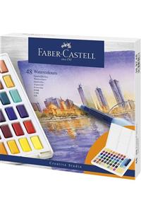 Faber Castell 48 Renk Tablet Sulu Boya Fırça Hediyeli