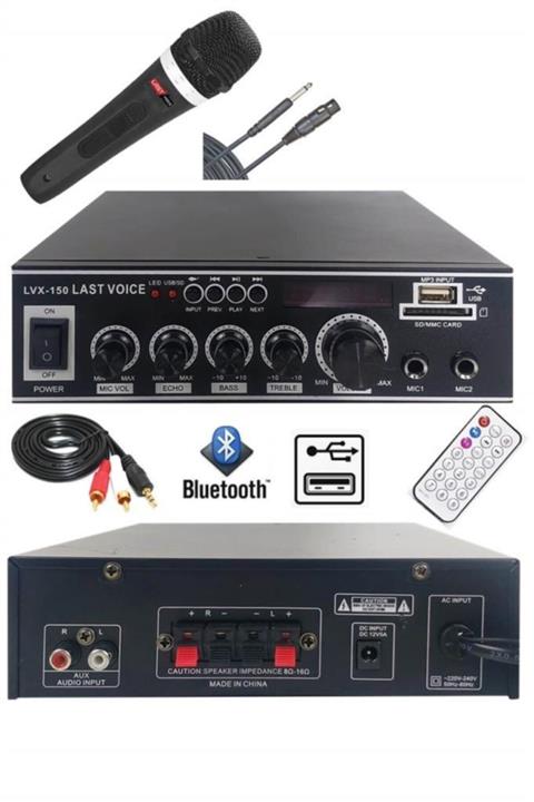 Lastvoice Lvx-150mic Mikrofonlu Stereo Anfi Amfi 2x75 Watt Bluetooth Usb-sd 220v/12v