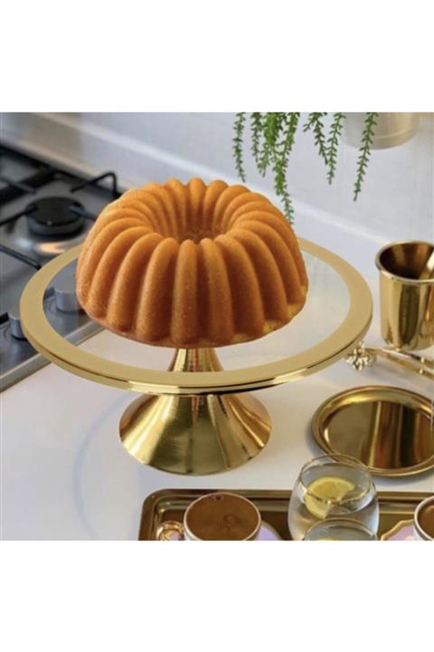 eoshome Geniş Gold Detaylı Yuvarlak Sunumluk