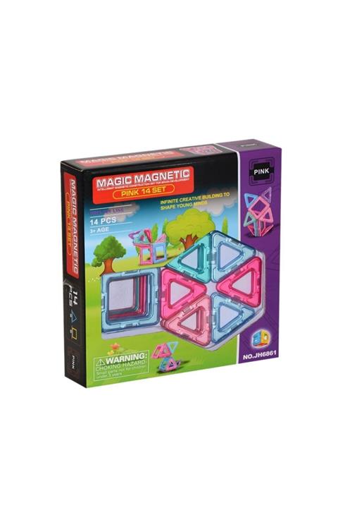 DORSENNA Manyetik 14 Parça Kare Üçgen Pink Set