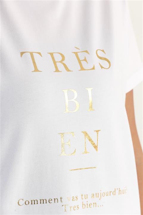 ALLDAY Beyaz Tres Baskılı Kısa Kollu T-shirt Tunik