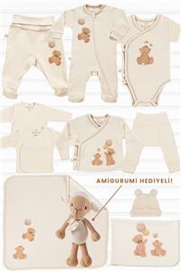 tinylamb Fluffy Bear Unisex 10 Parça Hastane Çıkışı Takımı Organik Pamuk Yenidoğan Set