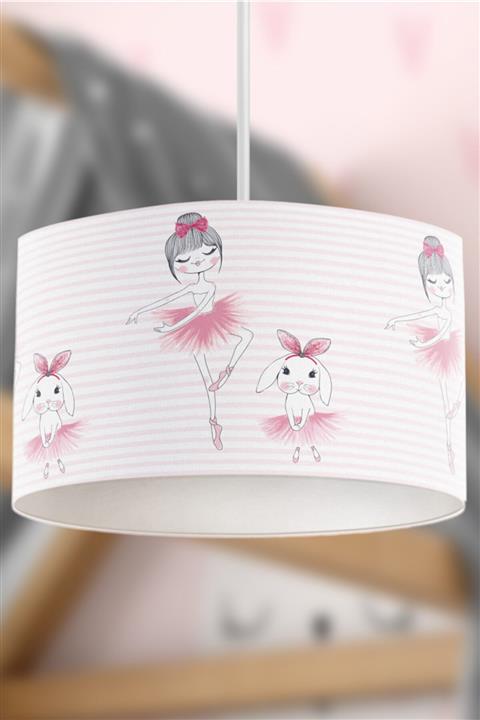 Rivaİstanbul Balerin Ve Tavşan Pembe Çocuk Sarkıt Avize