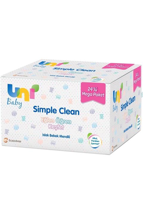 Uni Baby Simple Clean Islak Havlu Mendil 72'li x 24 Paket - 1728 Yaprak