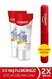 Colgate 3-5 Yaş Nane Aromalı Florürsüz Çocuk Diş Macunu 60 ml X 2 Adet + Fırça Kabı