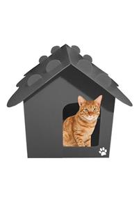 Pati Mama Çatılı Su Geçirmez Pp Patili Plastik Dış Mekan Kedi Evi (45X43X35CM) - (küçük Kapılı ) - Gri