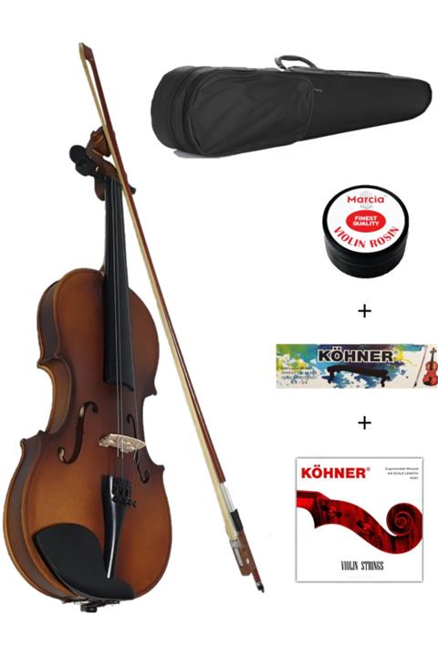 MARCİA Mat 4/4 Tam Boy Keman + Yastık + Reçine + Tel