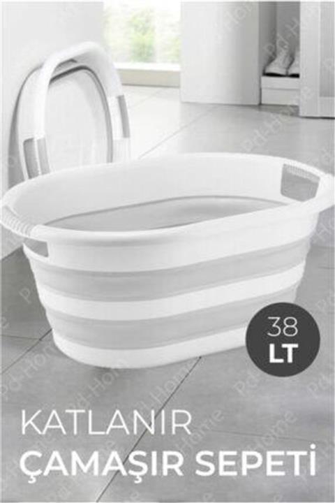 Medilix 38 Litre Katlanabilir Silikon Mega Boy Akordiyon Çamaşır Sepeti
