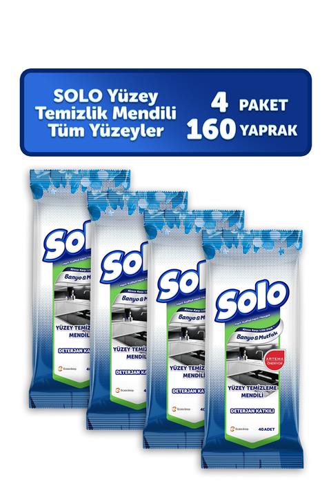 Solo Yüzey Temizleme Mendil 4'lü Mutfak-banyo 160 Yaprak