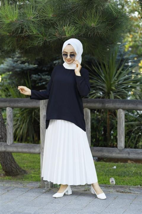 modabirsen Kadın Siyah Ayrobin Kumaş Salaş Blüz