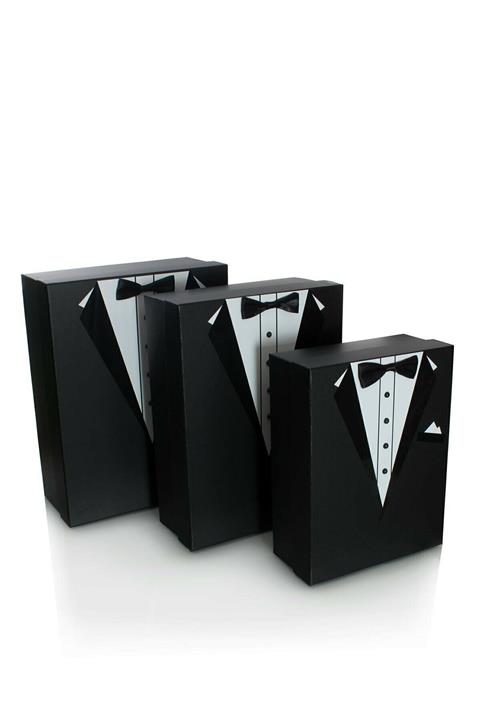 HARİ DARSHAN 3'lü Set Siyah Damat Bohça Kutusu