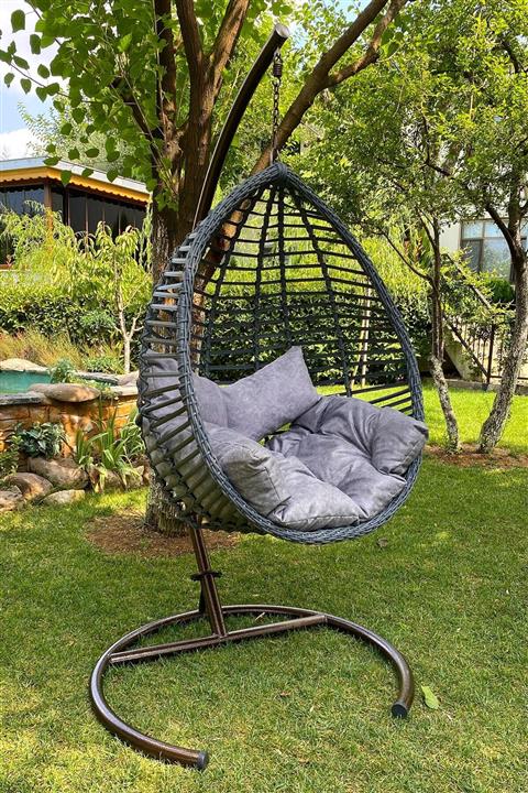 Piranlar Damla Rattan Bahçe Salıncak - Balkon Salıncak - Teras Salıncağı