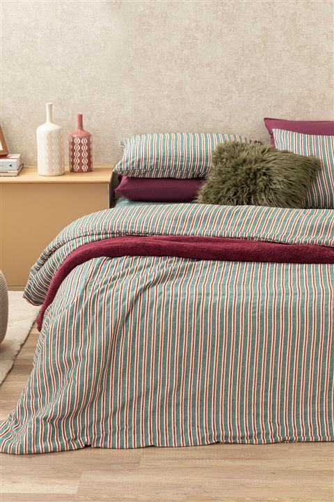 English Home Velvety Şönil Iplikli Ipliği Boyalı King Size Nevresim Takımı 240x220 Cm Yeşil – Kırmızı