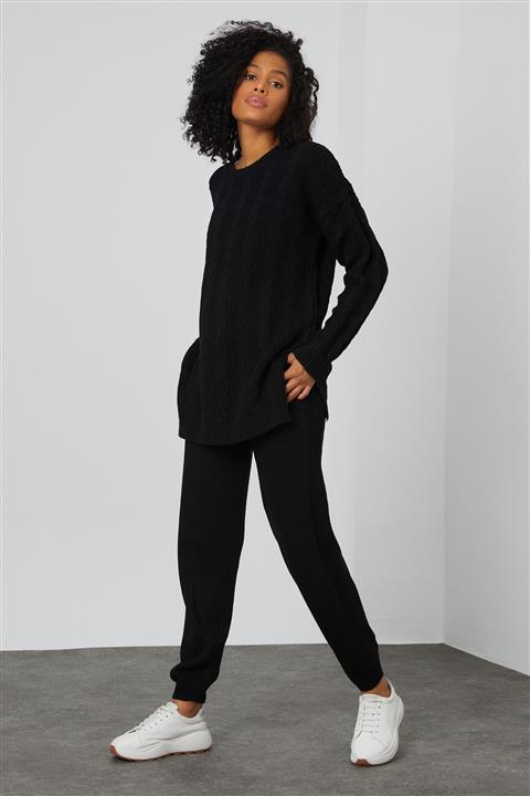 ALTINER Kadın Örme Siyah Triko Alt Üst Takım