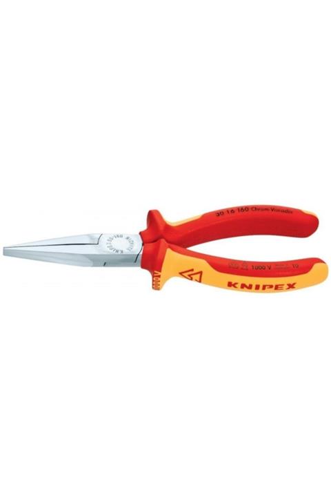 Knipex 30 16 160 Düz Kargaburun, Krom Kaplama, Saplar Çok Komponentli Kaplama Ile