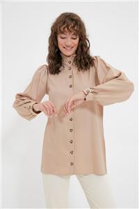 Trendyol Modest Bej Dik  Yaka Tunik TCTAW22UK0229