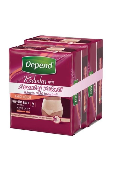 Depend Emici Külot Kadın Büyük 9+9 Avantaj Paket