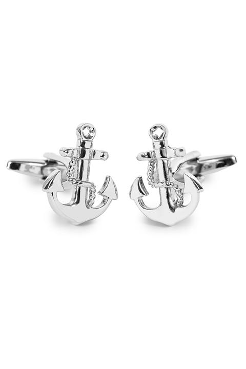 Ocean Pole Erkek Gümüş Rengi Gemi Çapa Kol Düğmesi