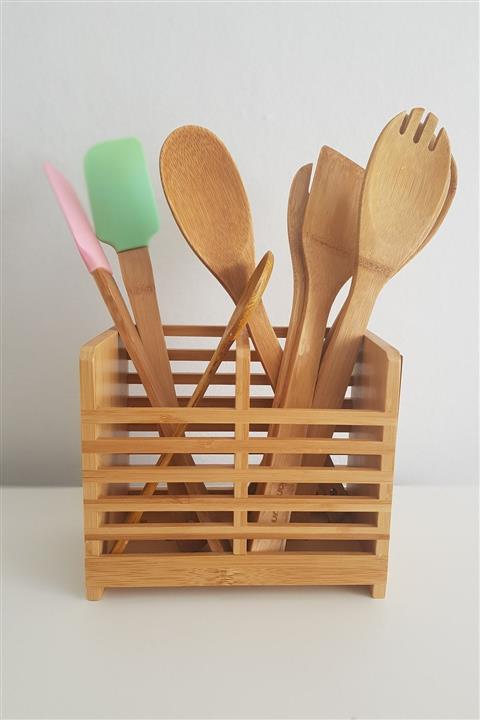 Makro fil -2 Bölmeli- Bambu Kaşıklık-tezgah Üstü