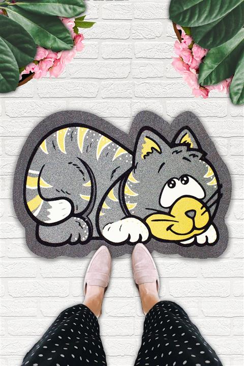 Uygur Home Kedi Şekilli Dekoratif Kapı Önü Ve Iç Mekan Paspası