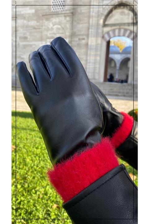 Kossiga Kadın Eldiven Deri Özel Yumuşak Içi Polarlı Tasarım Dokunmatik Ekran Özellikli