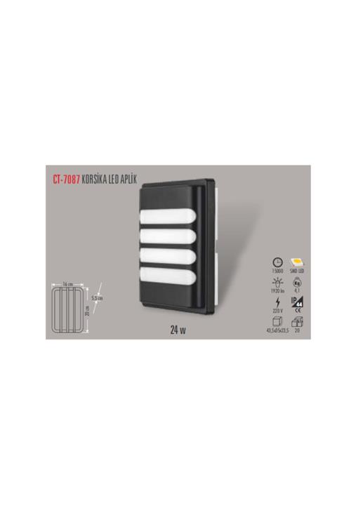 Cata Ct 7087 24w Korsika Led Aplik (SİYAH KASA)