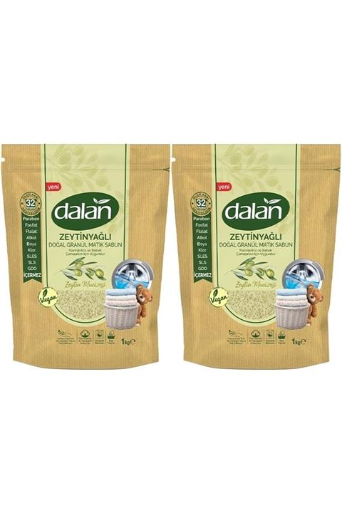 Dalan Doğal Granül Sabun Tozu 1kg Bebekler Için %100 Zeytinyağlı 2 Li Set